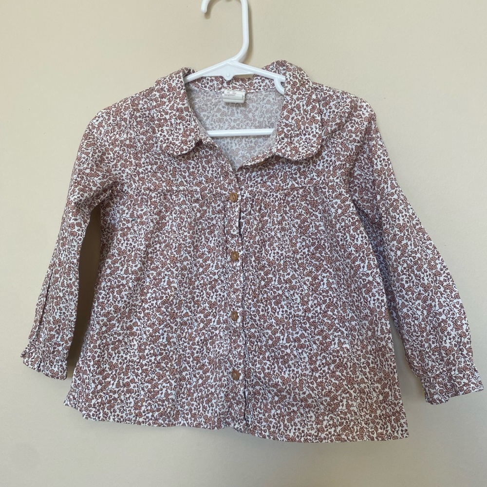 H&M brown floral button down